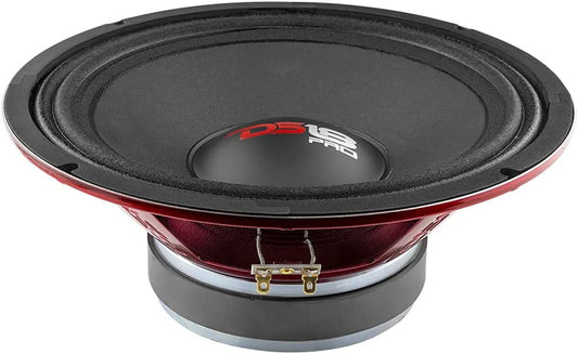 PRO-X10M Loudspeaker - 10", Midrange, Red Steel Basket, 600W Max, 300W RMS, 8 Ohms - Premium Quality Audio Door Speakers for Car or Truck Stereo Sound System (1 Speaker), Classic