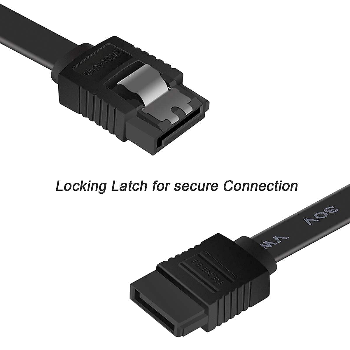 SATA Cable III, 3 Pack SATA Cable III 6Gbps Straight HDD SDD Data Cable with Locking Latch 18 Inch Compatible for SATA HDD, SSD, CD Driver, CD Writer - Black