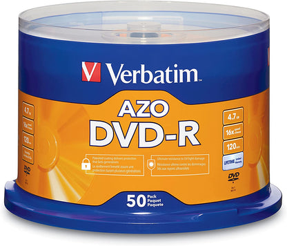 DVD-R Blank Discs AZO Dye 4.7GB 16X Recordable Disc - 50 Pack Spindle