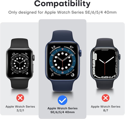 2 Pack Hard Case Compatible for Apple Watch SE Series 6 5 4 40Mm Built in 9H Tempered Glass Screen Protector Slim Bumper Touch Sensitive Full Protective Cover Compatible for Iwatch 40Mm - Blue