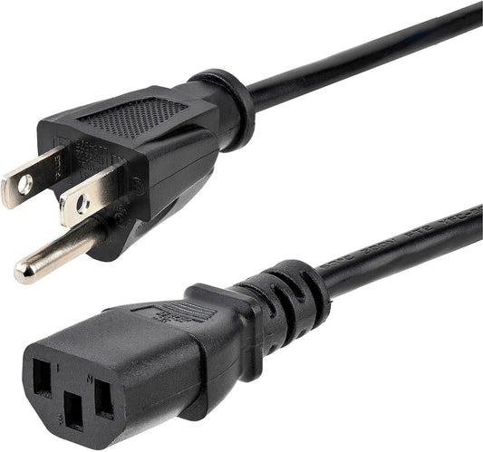 12Ft (3.6M) Computer Power Cord, NEMA 5-15P to C13, 10A 125V, 18AWG, Black Replacement AC Power Cord, Printer Power Cord, PC Power Supply Cable, Monitor Power Cable - UL Listed (PXT10112)