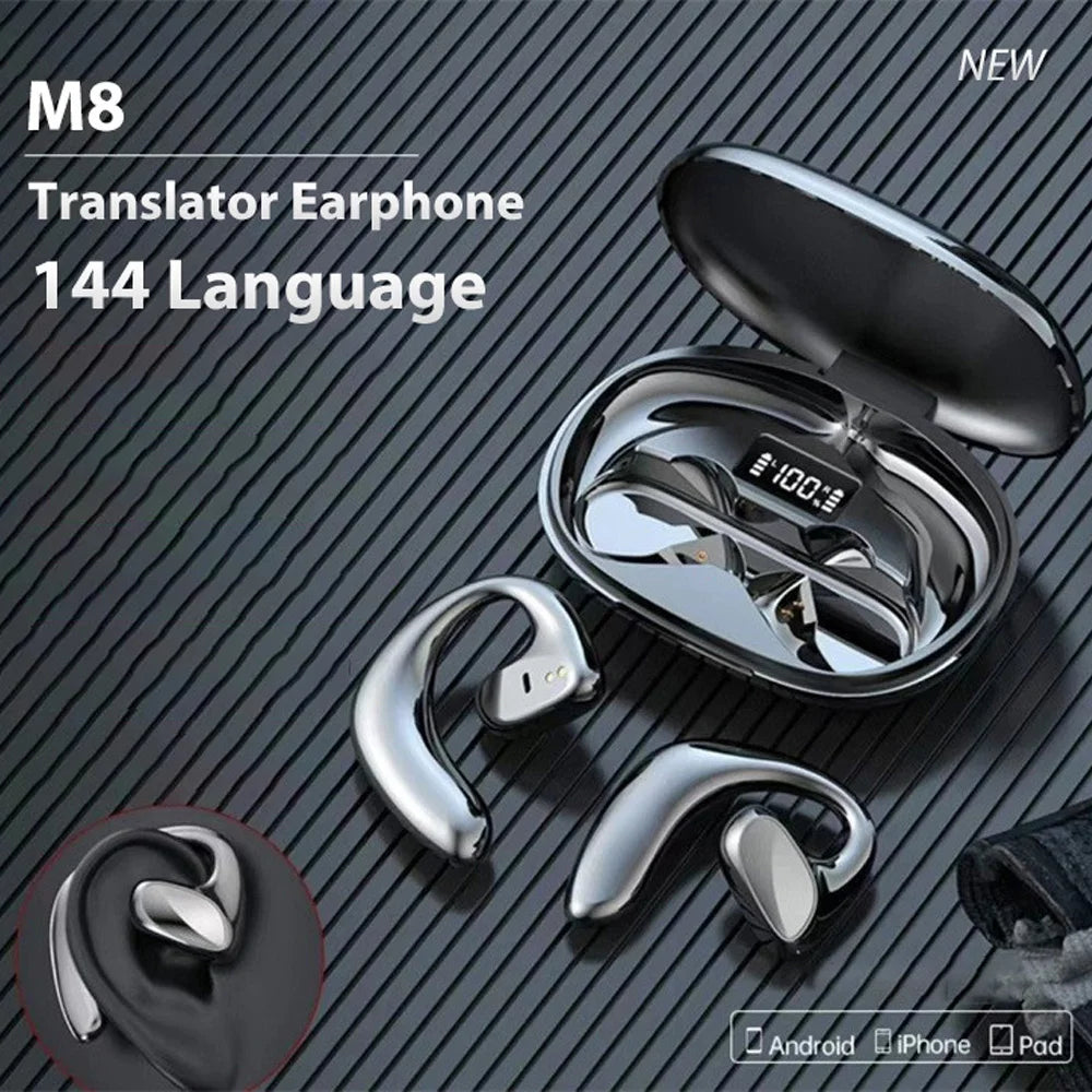 M8 Translation Headphones 144 Languages Instant Translate Smart Voice Translator Wireless Bluetooth Translator Earphone