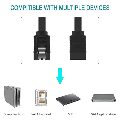 SATA Cable III, 3 Pack SATA Cable III 6Gbps Straight HDD SDD Data Cable with Locking Latch 18 Inch Compatible for SATA HDD, SSD, CD Driver, CD Writer - Black