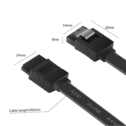 SATA Cable III, 3 Pack SATA Cable III 6Gbps Straight HDD SDD Data Cable with Locking Latch 18 Inch Compatible for SATA HDD, SSD, CD Driver, CD Writer - Black