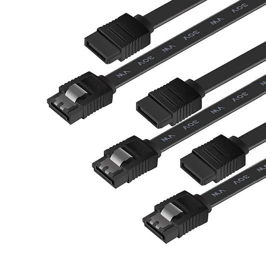 SATA Cable III, 3 Pack SATA Cable III 6Gbps Straight HDD SDD Data Cable with Locking Latch 18 Inch Compatible for SATA HDD, SSD, CD Driver, CD Writer - Black