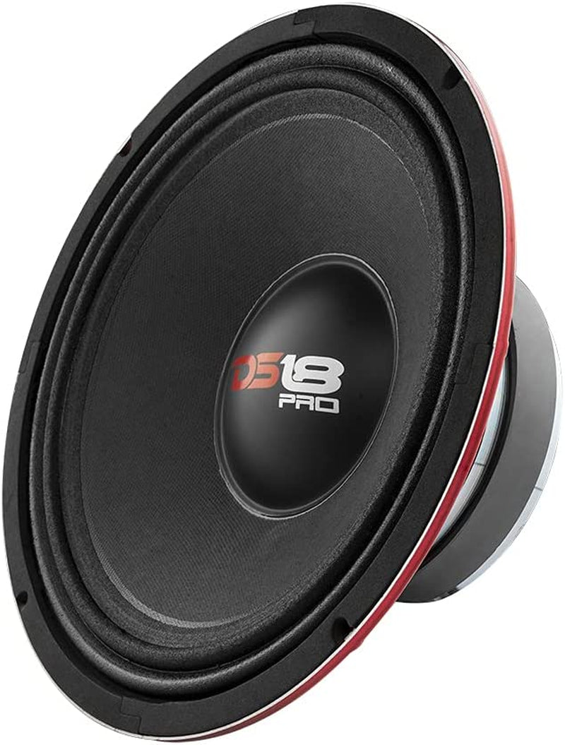 PRO-X10M Loudspeaker - 10", Midrange, Red Steel Basket, 600W Max, 300W RMS, 8 Ohms - Premium Quality Audio Door Speakers for Car or Truck Stereo Sound System (1 Speaker), Classic