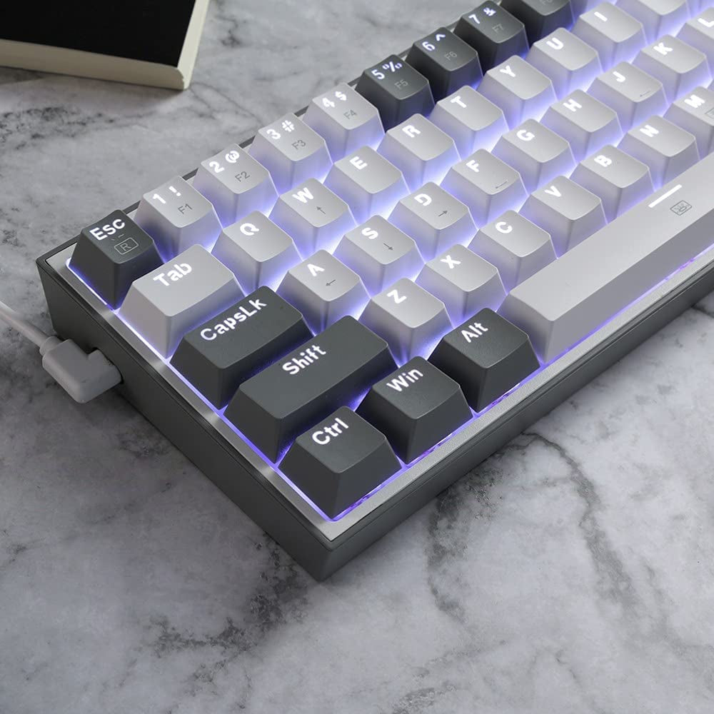 K617 Fizz 60% Wired RGB Gaming Keyboard, 61 Keys Compact Mechanical Keyboard W/White and Grey Color Keycaps, Linear Red Switch, Pro Driver/Software Supported