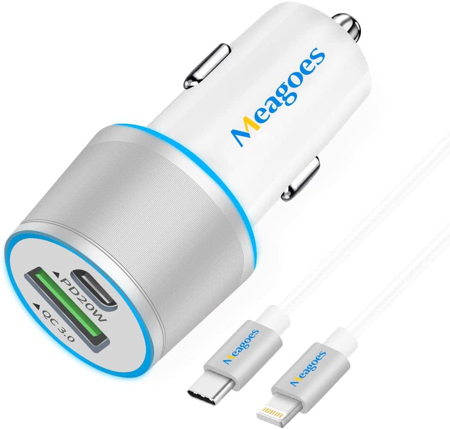 Fast USB C Car Charger,  20W PD Rapid Charging Adapter Compatible for Apple Iphone 14 Pro Max/14 Pro/14 Plus/14/13/12/Mini/11/Xs/Xr/X/8 Plus/Se 3-3.3Ft Mfi Certified Type C to Lightning Cable